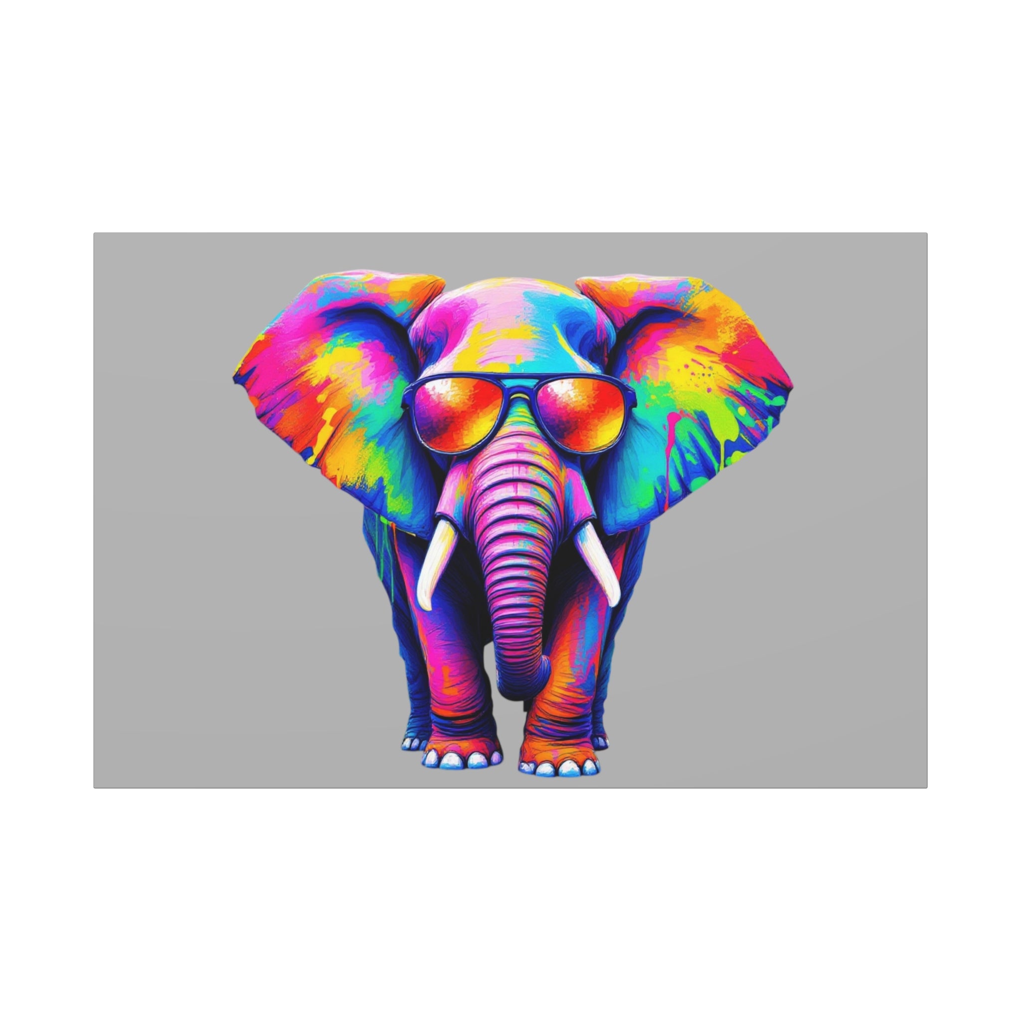 Colorful Elephant Canvas Art, Vibrant Decorative Wall Art, Unique Home Decor, Gift for Animal Lovers, Fun and Lively Artwork
