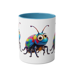 Colorful Beetle Two-Tone Coffee Mug - 11oz Fun and Whimsical Design