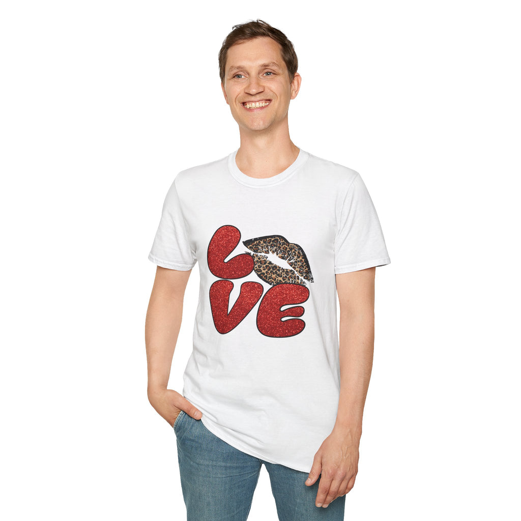 Leopard Love Graphic T-Shirt, Cute Valentine's Day Shirt, Casual Love Tee, Unisex Softstyle Top, Trendy Gift for Her