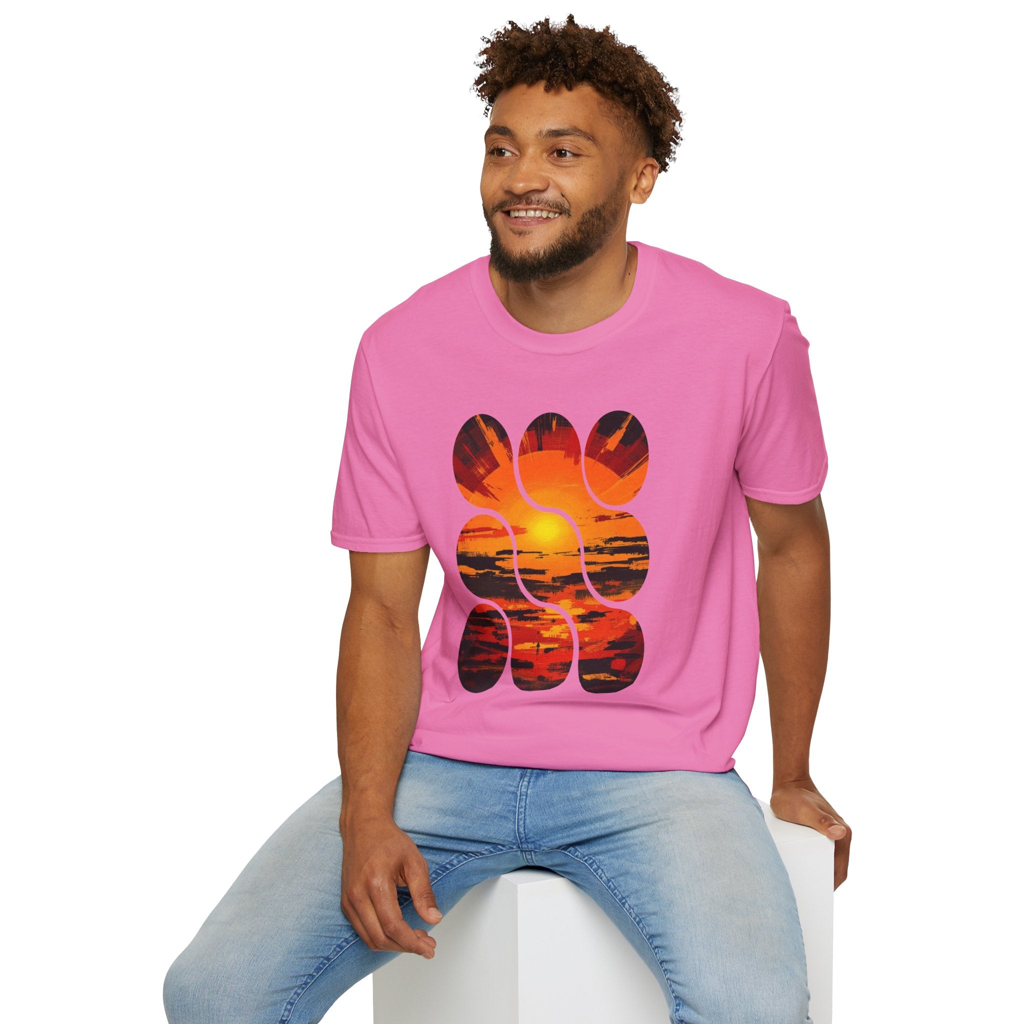 Sunset Inspired Unisex T-Shirt, Colorful Graphic Tee, Retro Summer Apparel, Gift for Friends, Casual Weekend Wear