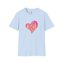 Pink Zebra Heart Unisex T-Shirt, Custom Love Shirt, Casual Wear, Gift for Her, Trendy Summer Tee