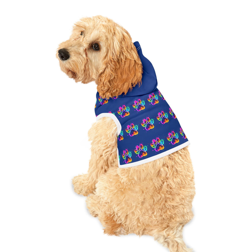 Colorful Pet Hoodie with Paw Print Design, Dog Costume, Pet Apparel, Cozy Hoodie for Pets, Rainbow Pet Gear, Stylish Doggie Wear