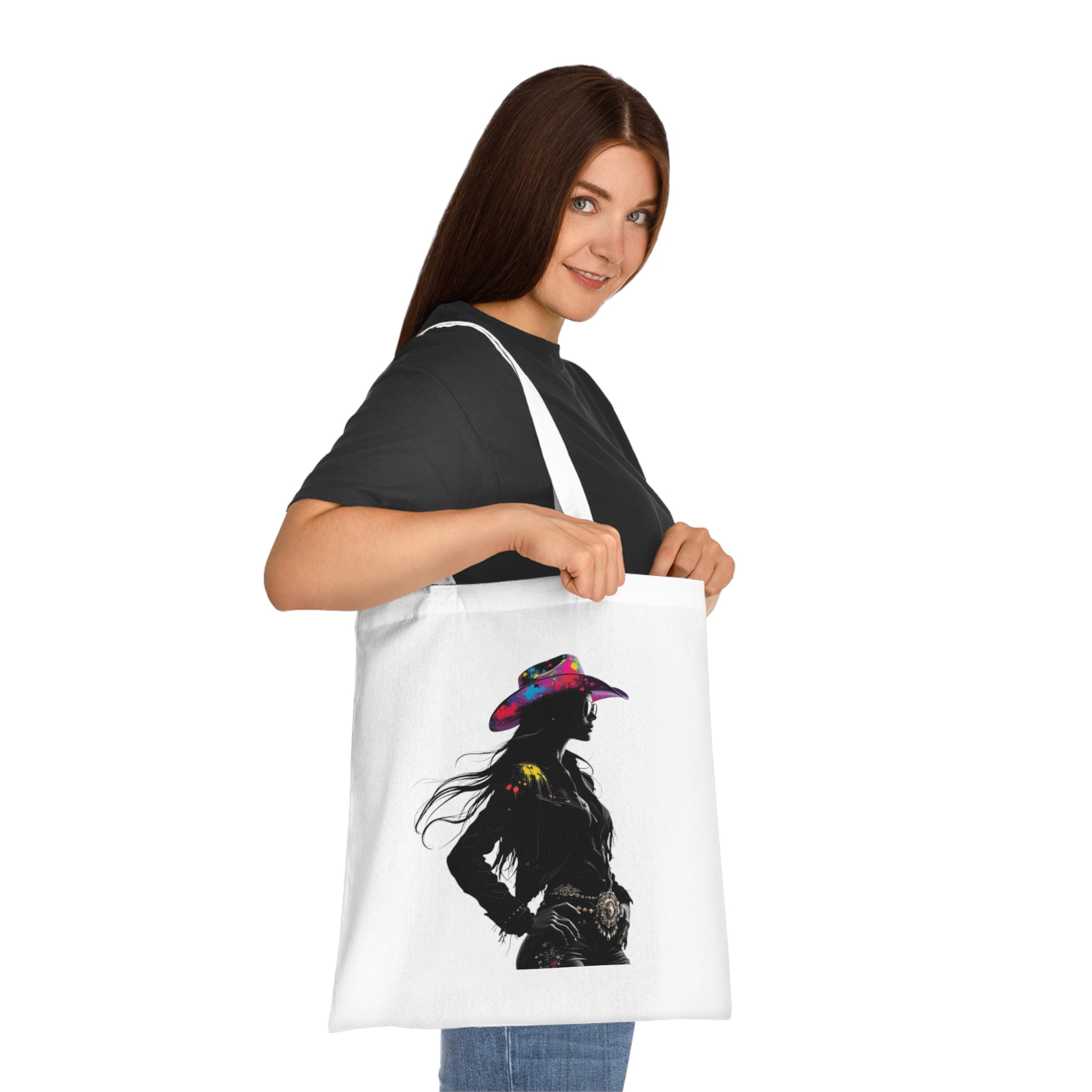 Cowgirl Spirit Cotton Tote Bag | Fun, Stylish, Eco-Friendly Bag for Farmers Markets, Beach Days, Shopping, Gifts