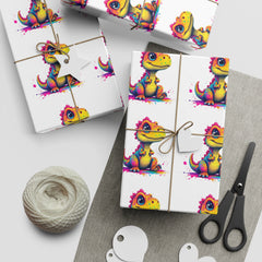 Colorful Dinosaur Gift Wrapping Paper Sheets - Perfect for Kids' Parties and Celebrations