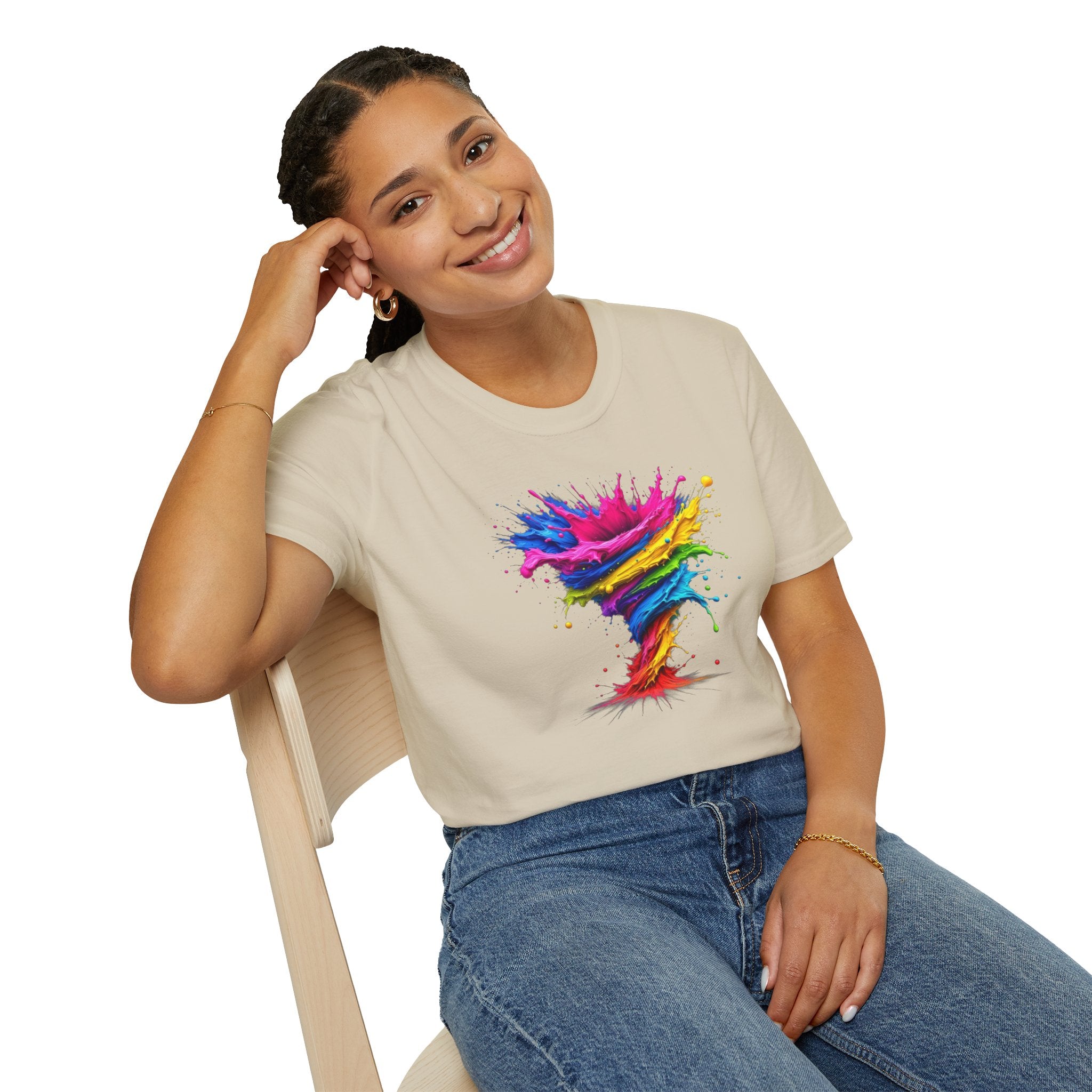 Vibrant Splash Art Tee, Colorful Unisex T-Shirt, Fun Graphic Tee, Summer Festival Top, Gift for Art Lovers, Casual Everyday Wear