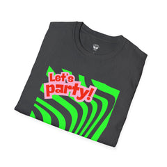 Let's Party Unisex Softstyle T-Shirt, Vibrant Summer Tee, Fun Graphic Shirt, Casual Wear, Birthday Gift, Festival Fashion