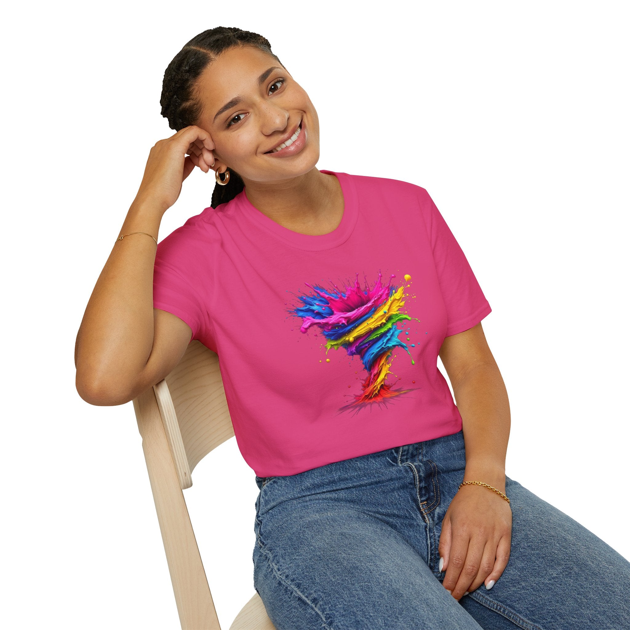 Vibrant Splash Art Tee, Colorful Unisex T-Shirt, Fun Graphic Tee, Summer Festival Top, Gift for Art Lovers, Casual Everyday Wear