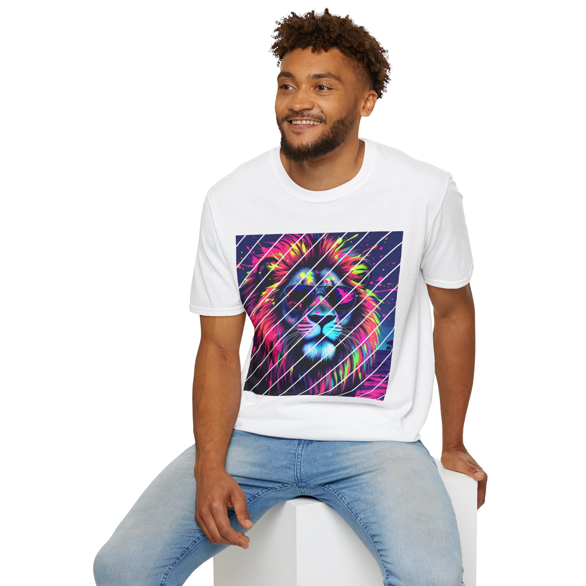 Vibrant Lion Graphic T-Shirt, Colorful Unisex Tee, Gift for Animal Lovers, Trendy Casual Wear, Perfect for Birthdays and Celebrations