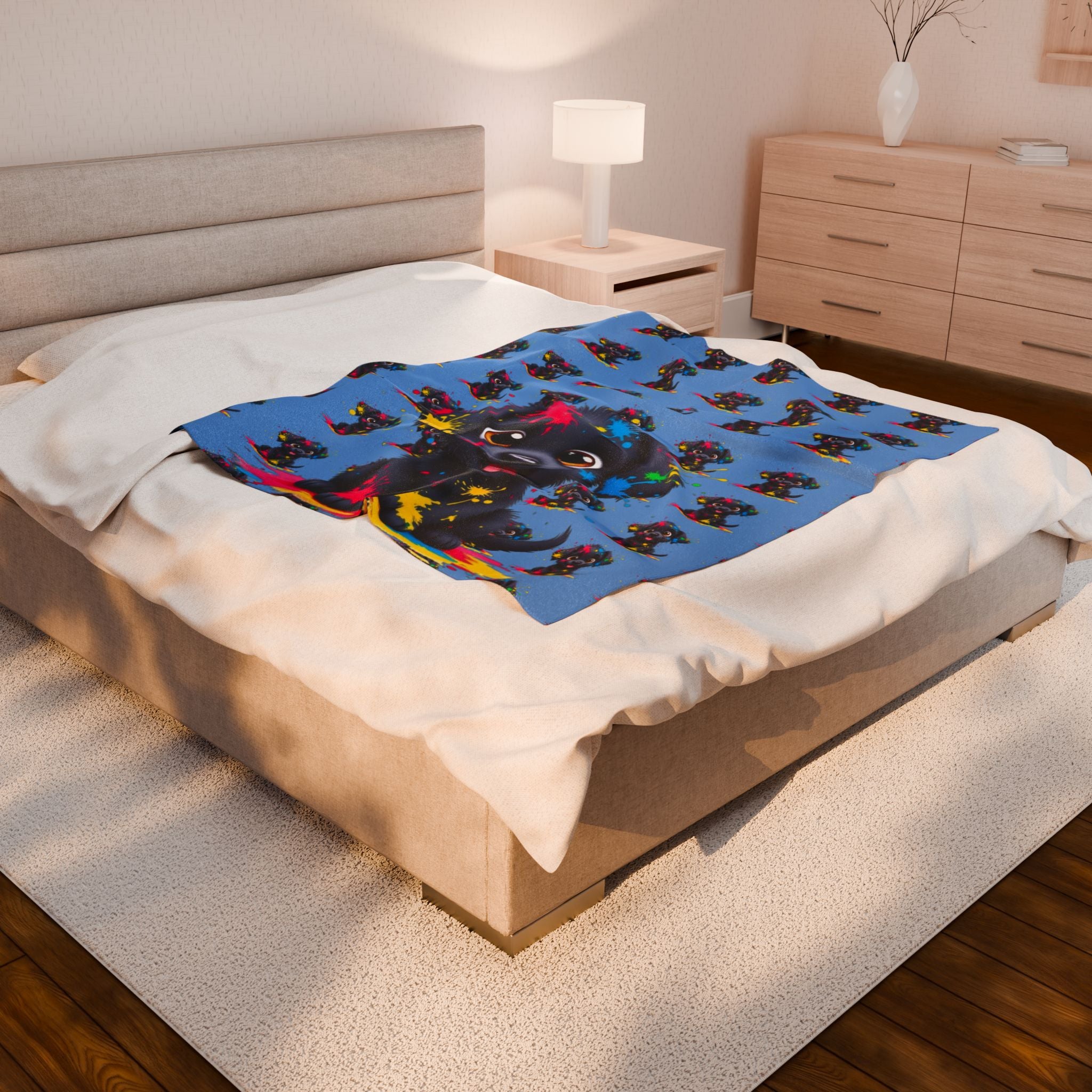 Cute Puppy Velveteen Plush Blanket - Perfect for Pet Lovers & Cozy Home Decor