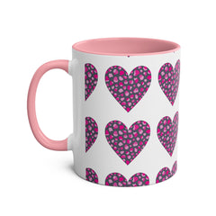 Pink Leopard Hearts Two-Tone Coffee Mug - 11oz - Perfect for Valentine's Day and Gift Giving