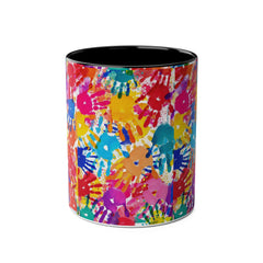 Vibrant Handprint Coffee Mug - 11oz Colorful Gift for Kids & Families