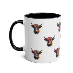 Vibrant Highland Cow Coffee Mug - Colorful Two-Tone 11oz Drinkware