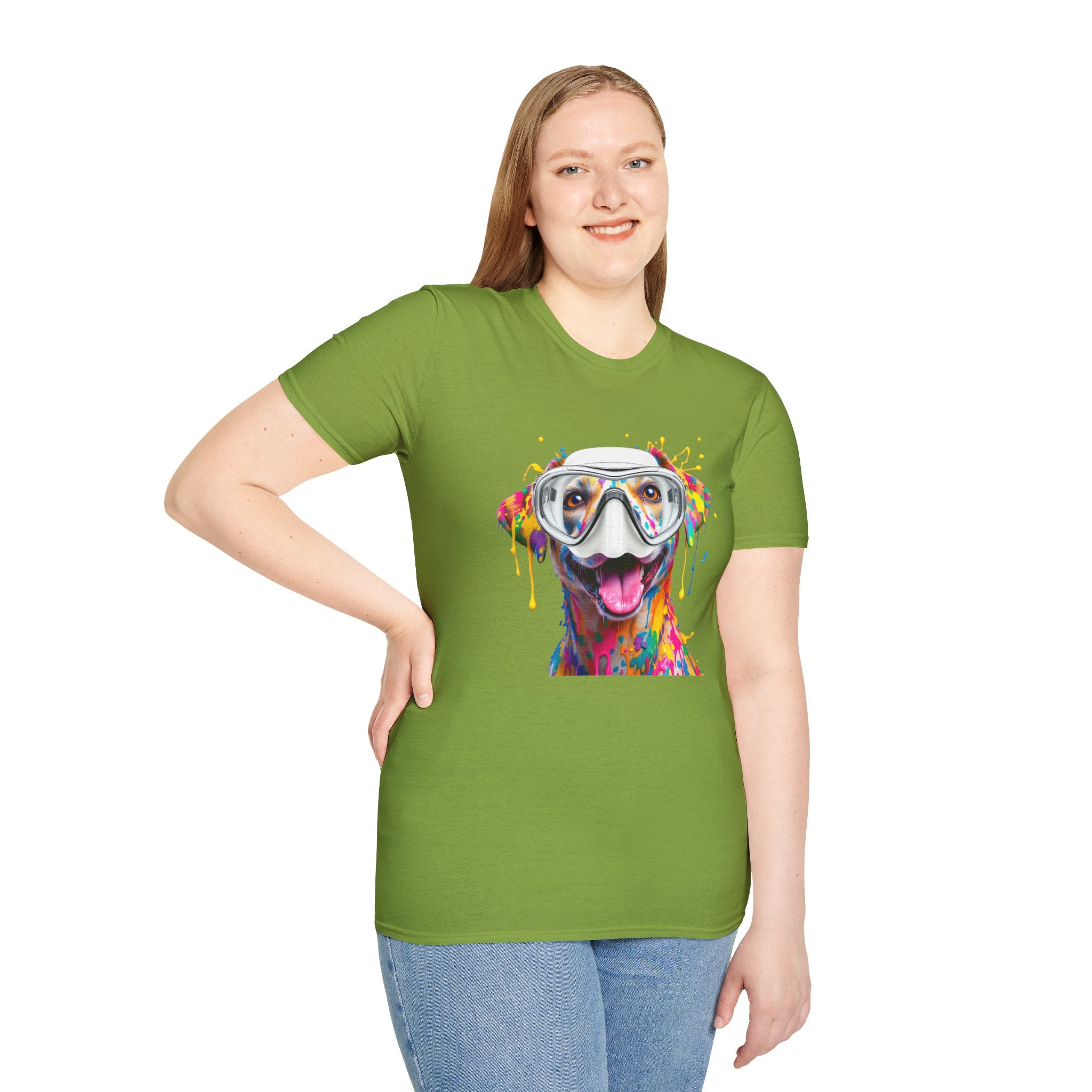 Vibrant Dog Art Unisex T-Shirt – Cute Pet Lover Gift, Animal Artwork Tee, Colorful Dog Graphic Top, Unique Gift for Dog Owners