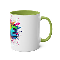Colorful Love Coffee Mug - 11oz Two-Tone Mug for Valentine's Day & Everyday Joy