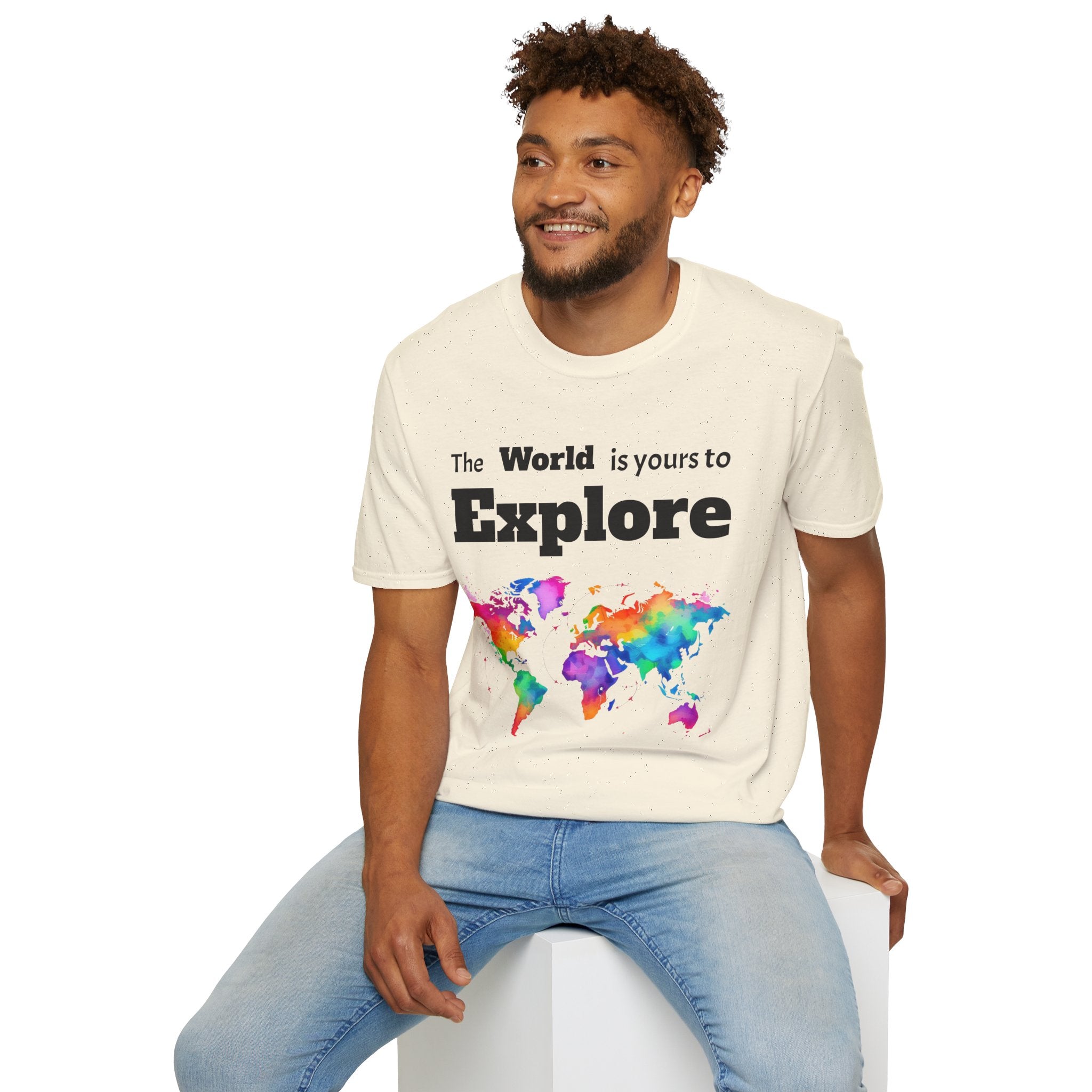 Explore the World Unisex T-Shirt | Adventure Shirt, Travel Tee, Gift for Explorers, Colorful World Map Top, Wanderlust Fashion