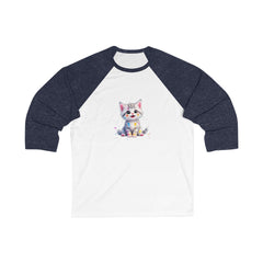Cute Cat Unisex 3/4 Sleeve Baseball Tee, Pet Lover Shirt, Gift for Cat Owners, Fun Animal Apparel, Casual Wear, Birthday Gift