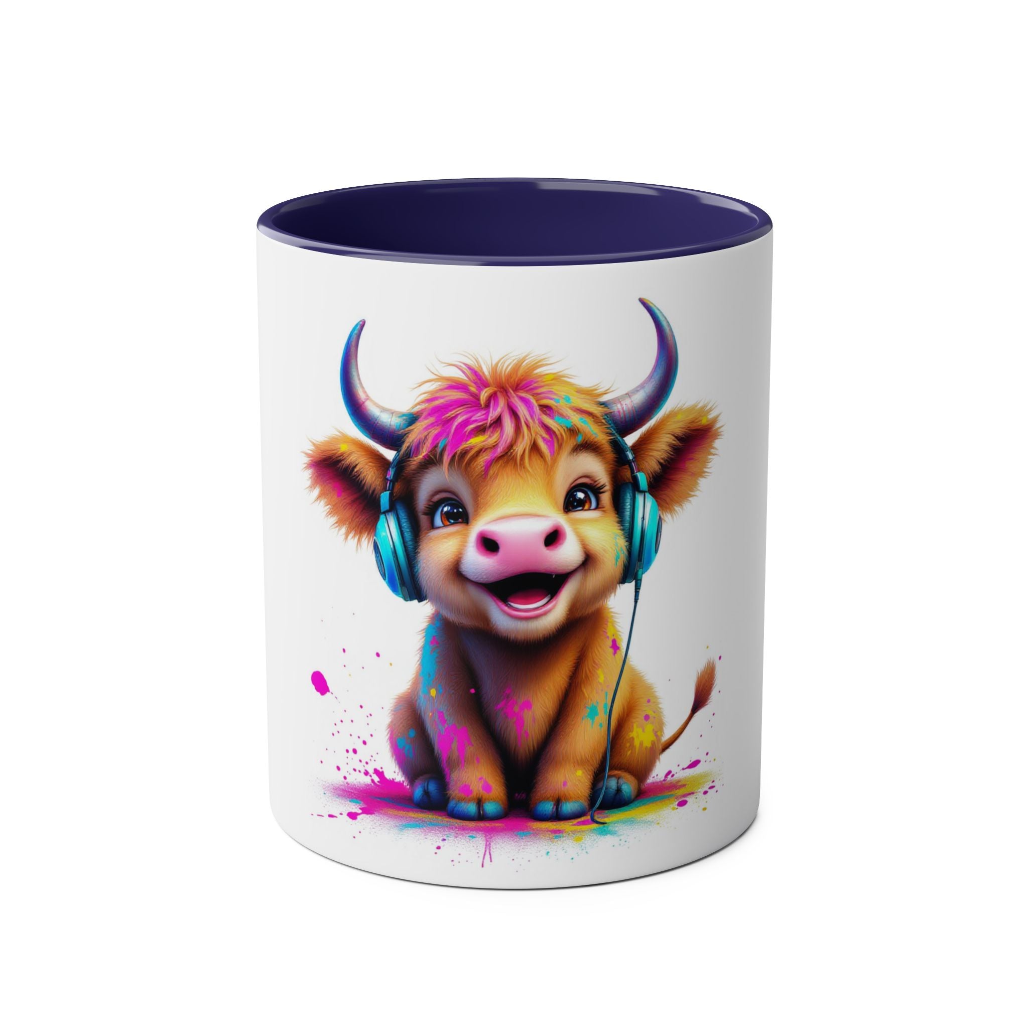 Playful Highland Cow Mug, Cute Coffee Cup for Animal Lovers, Gift for Birthdays, Cow Decor, Fun Kitchenware, Colorful Drinkware