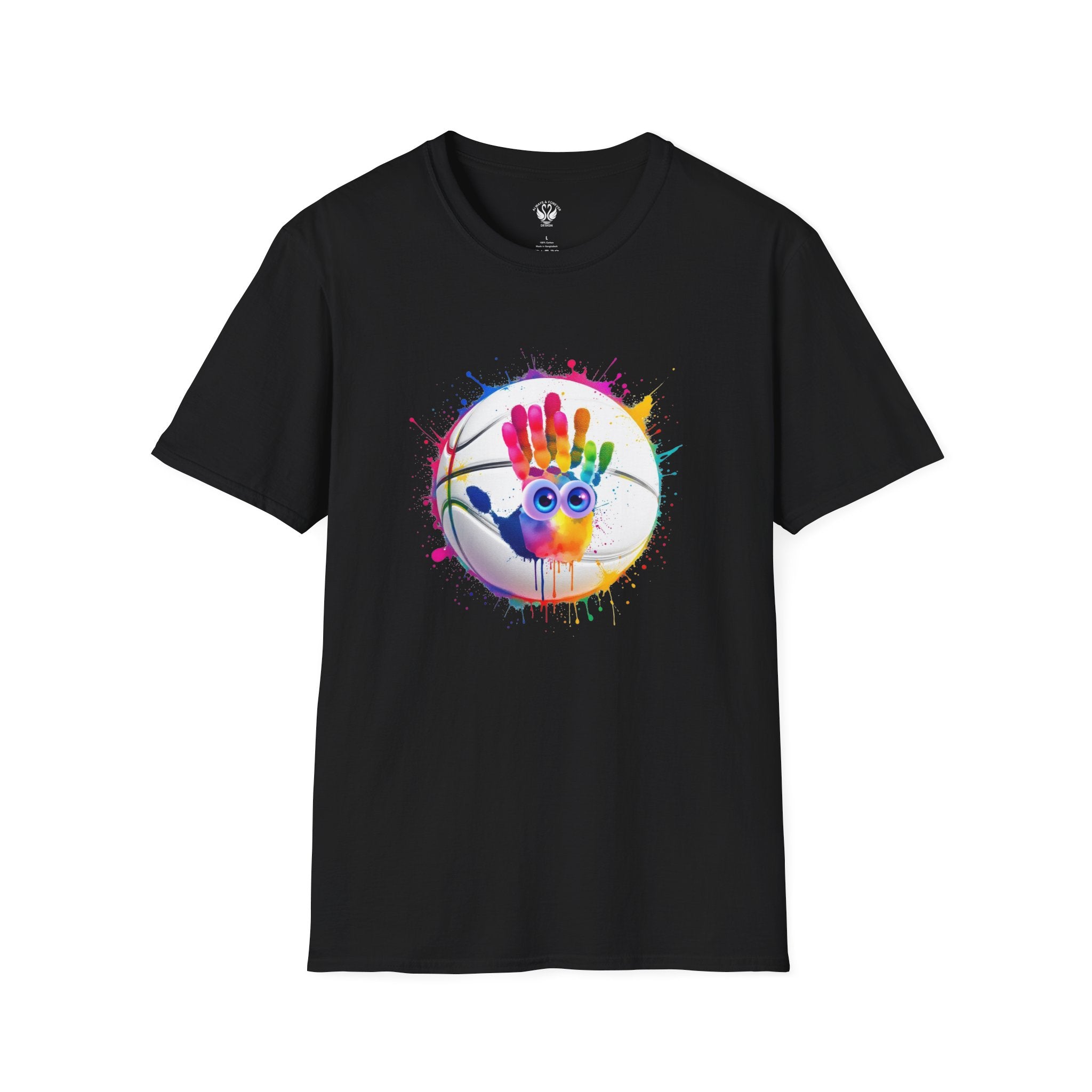 Colorful Handprint Football Unisex T-Shirt, Fun Tee for Kids and Adults, Gift for Artists, Birthday, Art Lovers and Celebrations