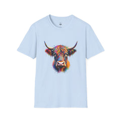 Highland Cow Graphic T-Shirt, Fun Farm Animal Tee, Cute Gift for Cow Lovers, Unisex Softstyle Shirt for Casual Wear