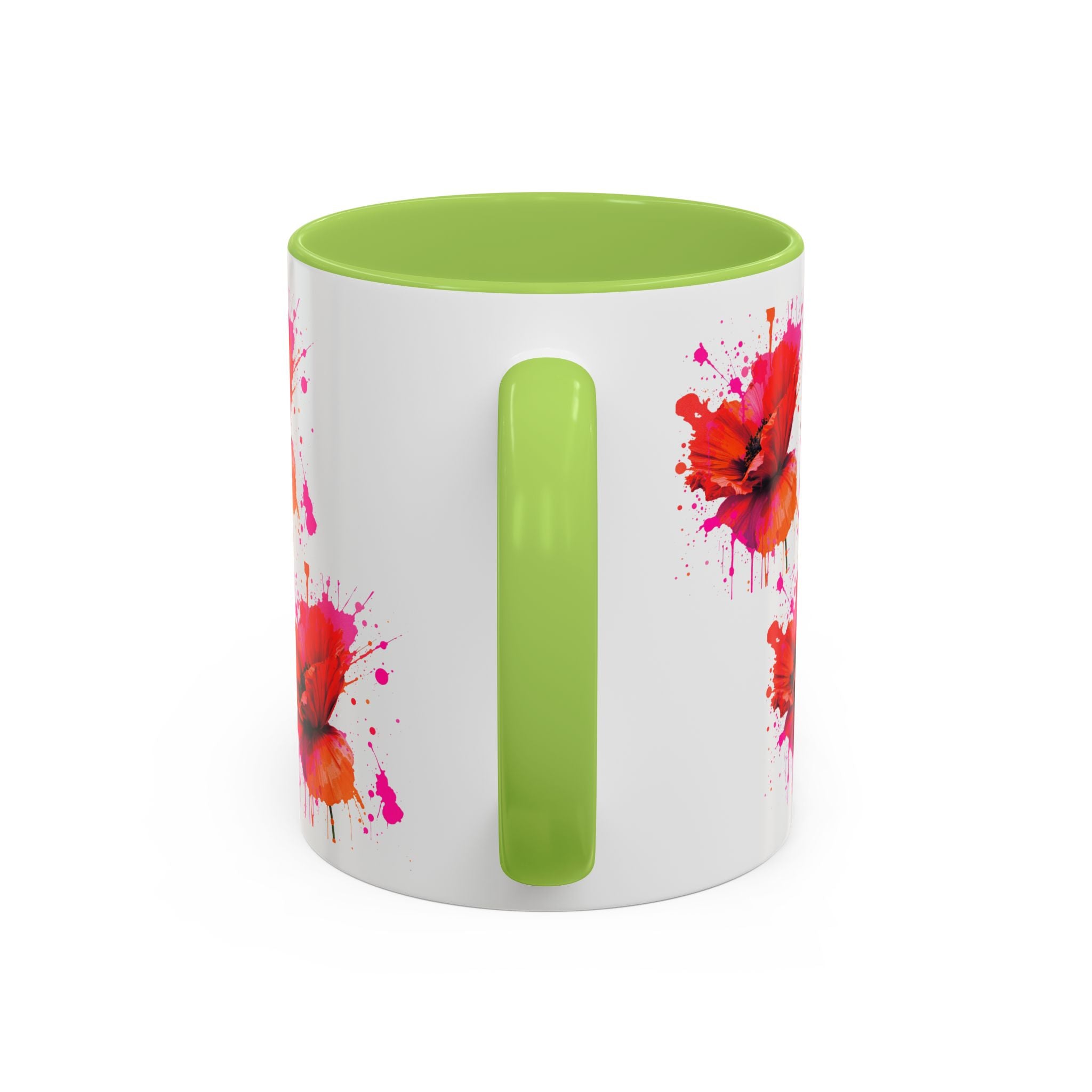 Vibrant Floral Accent Coffee Mug - Colorful Poppy Design - 11 & 15oz