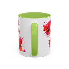 Vibrant Floral Accent Coffee Mug - Colorful Poppy Design - 11 & 15oz