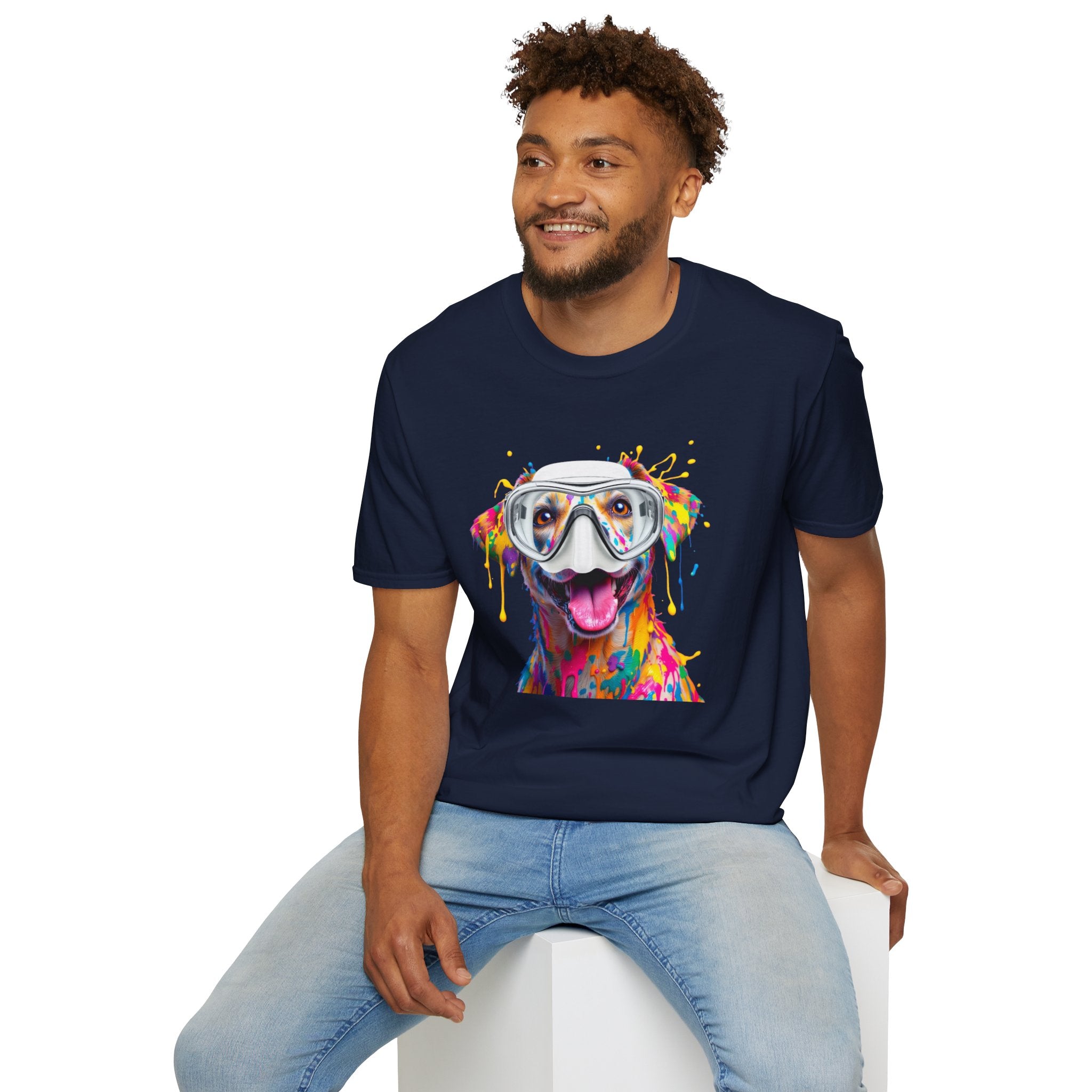Vibrant Dog Art Unisex T-Shirt – Cute Pet Lover Gift, Animal Artwork Tee, Colorful Dog Graphic Top, Unique Gift for Dog Owners