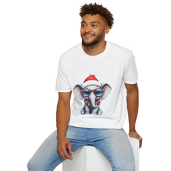 Cute Christmas Elephant T-Shirt, Unisex Holiday Tee, Fun Santa Shirt, Gift for Animal Lovers, Festive Apparel