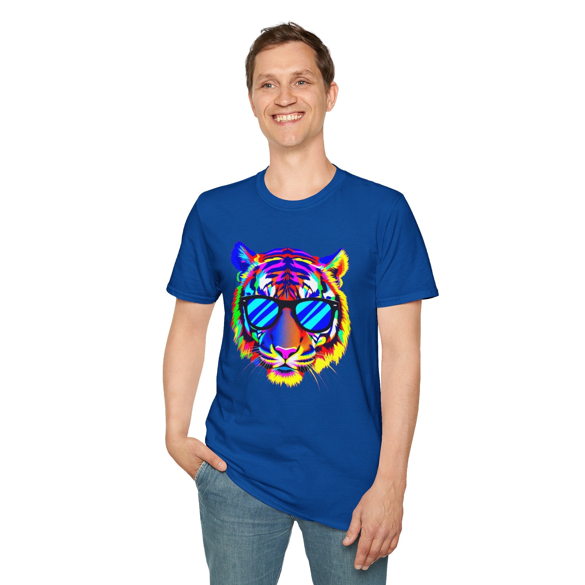 Colorful Tiger Graphic T-Shirt, Fun Apparel, Gift for Animal Lovers, Casual Wear, Summer Fashion, Festival Outfit