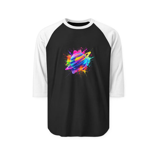 Colorful Planet Graphic Unisex Raglan Shirt - Perfect for Space Lovers!