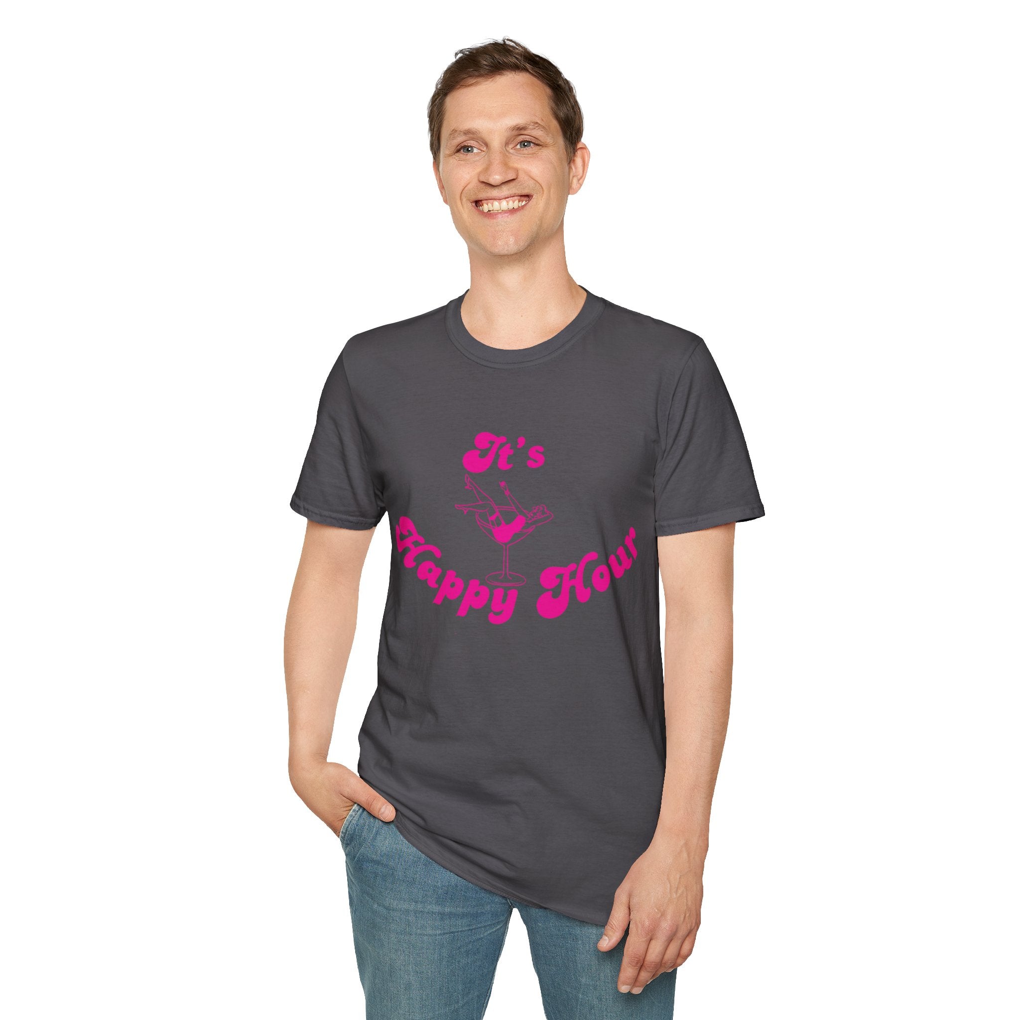 Happy Hour Unisex T-Shirt, Fun Cocktail Shirt, Gift for Party Lovers, Birthday Celebration Tee, Summer Party Outfit