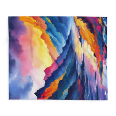 Vibrant Mountain Scenery Fleece Blanket | Cozy Decor for Home, Gift for Nature Lovers, Outdoor Adventure, Warmth Essential