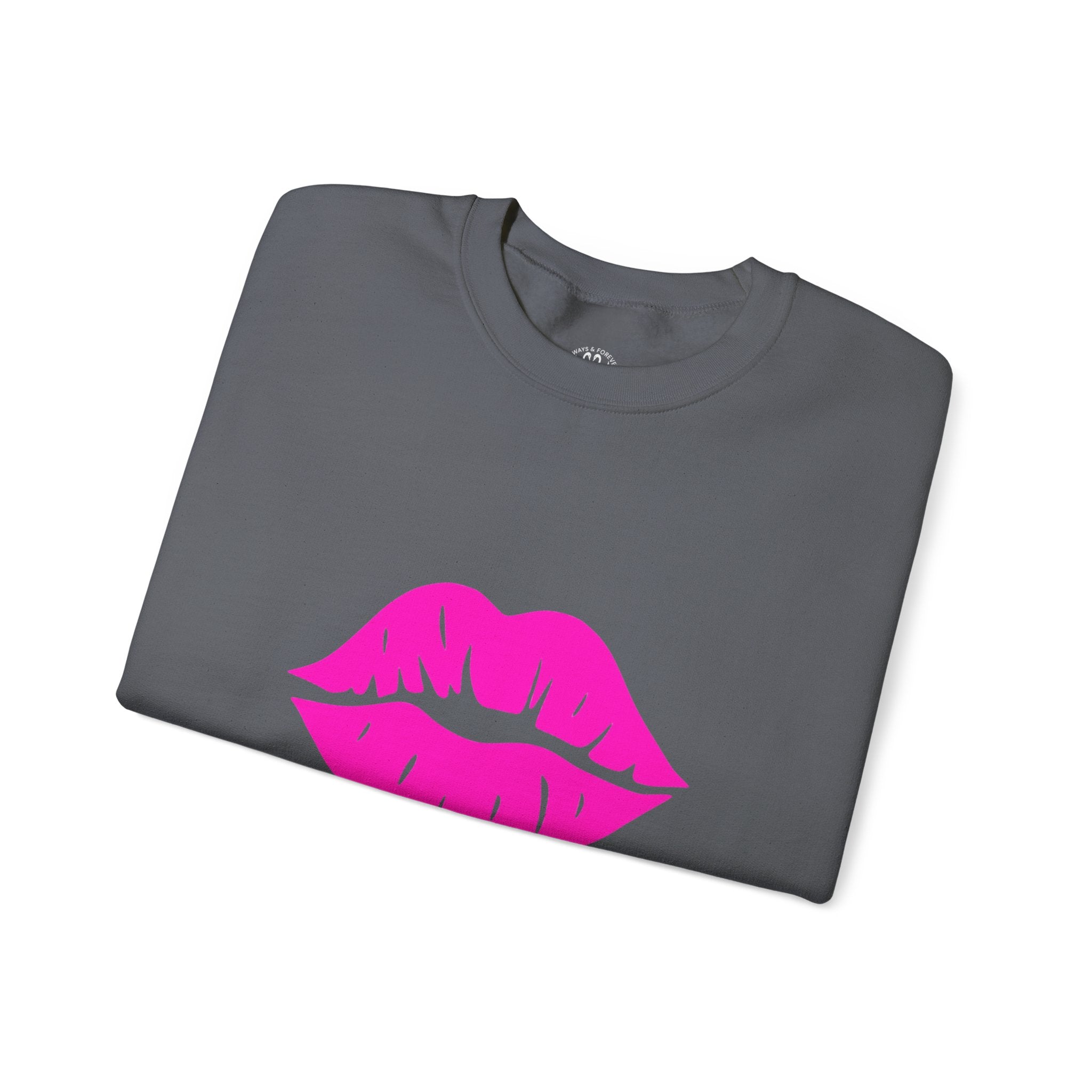 Kiss Mark Crewneck Sweatshirt - Cute Fashion for Her, Cozy Gift Idea, Valentine's Day, Overall Style, Relaxed Fit