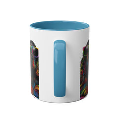 Colorful Dog Art Two-Tone Coffee Mug - 11oz, Perfect Gift for Dog Lovers