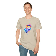 Musical Splash Unisex Softstyle T-Shirt | Gift for Music Lovers, Vibrant Art Tee, Trendy Music Shirt, Birthday Gift, Concert Wear