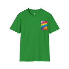 Vibrant Rainbow Softstyle T-Shirt, Unisex Pride Tee, LGBTQ+ Apparel, Colorful Casual Wear, Summer Festival Shirt