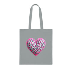 Leopard Heart Cotton Tote Bag | Cute Eco-Friendly Shopping Bag, Girlfriend Gift, Valentine's Day, Reusable Grocery Bag, Beach Bag
