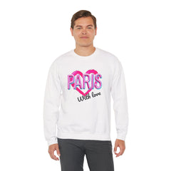 Paris Love Crewneck Sweatshirt, Gift for Her, Cozy Fashion, Travel Souvenir, Valentine's Day, Casual Style