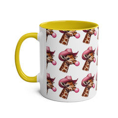 Fun Giraffe Coffee Mug, Whimsical Cup, Red Two-Tone Mug, Cute Gifts, Animal Lover Drinkware, Perfect for Birthdays, Unique Kitchen Decor