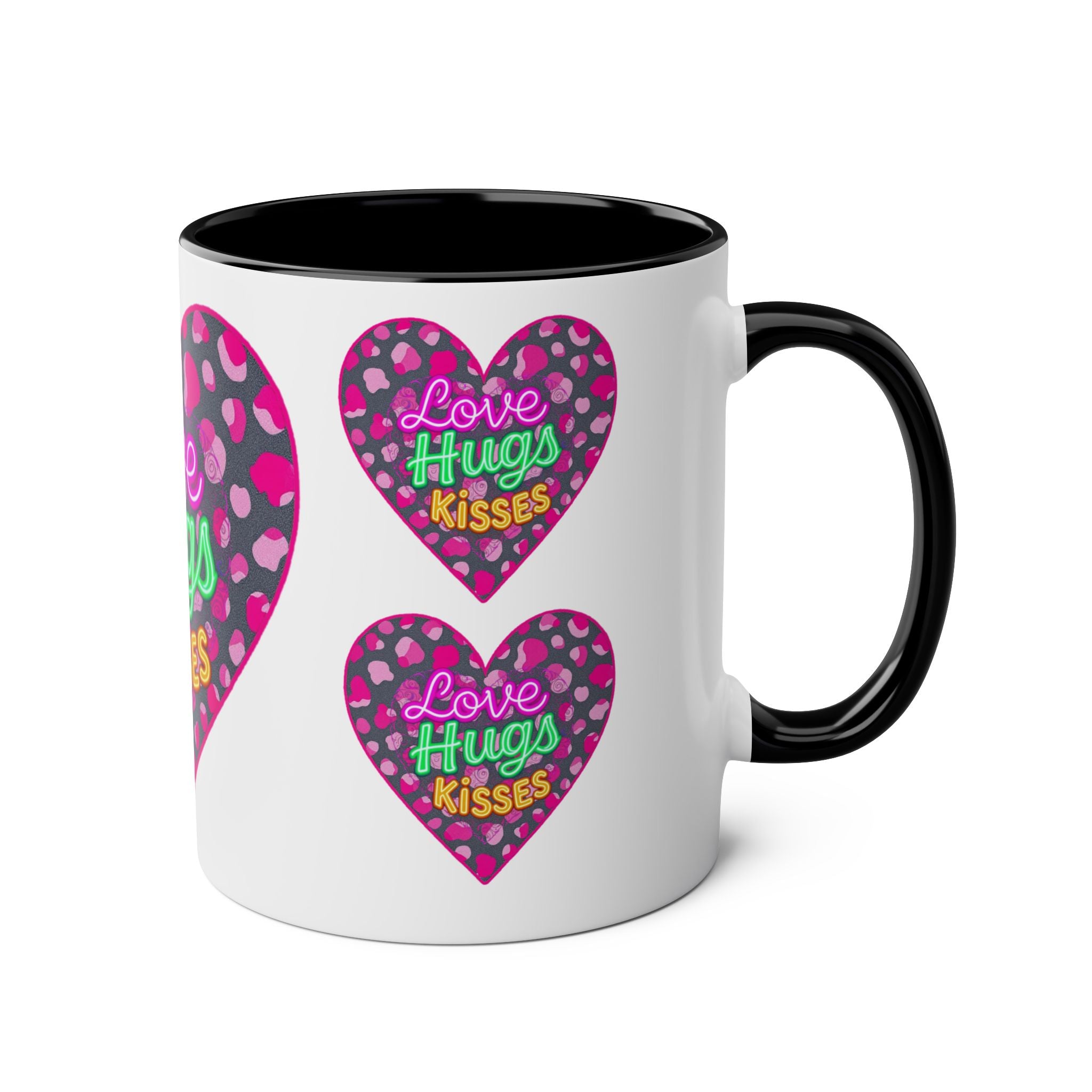 Colorful Love Mug: Perfect for Valentine's Day, Cute Gift, Coffee Break, Home Decor, Heart Design, Love Hugs Kisses