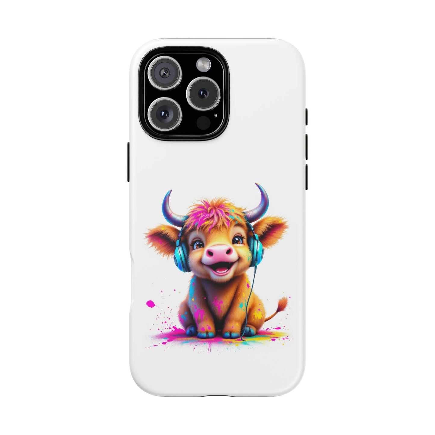 Cute Cow Phone Case with Headphones – Tough Cases