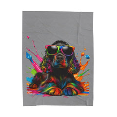 Rainbow Splash Dog Velveteen Plush Blanket