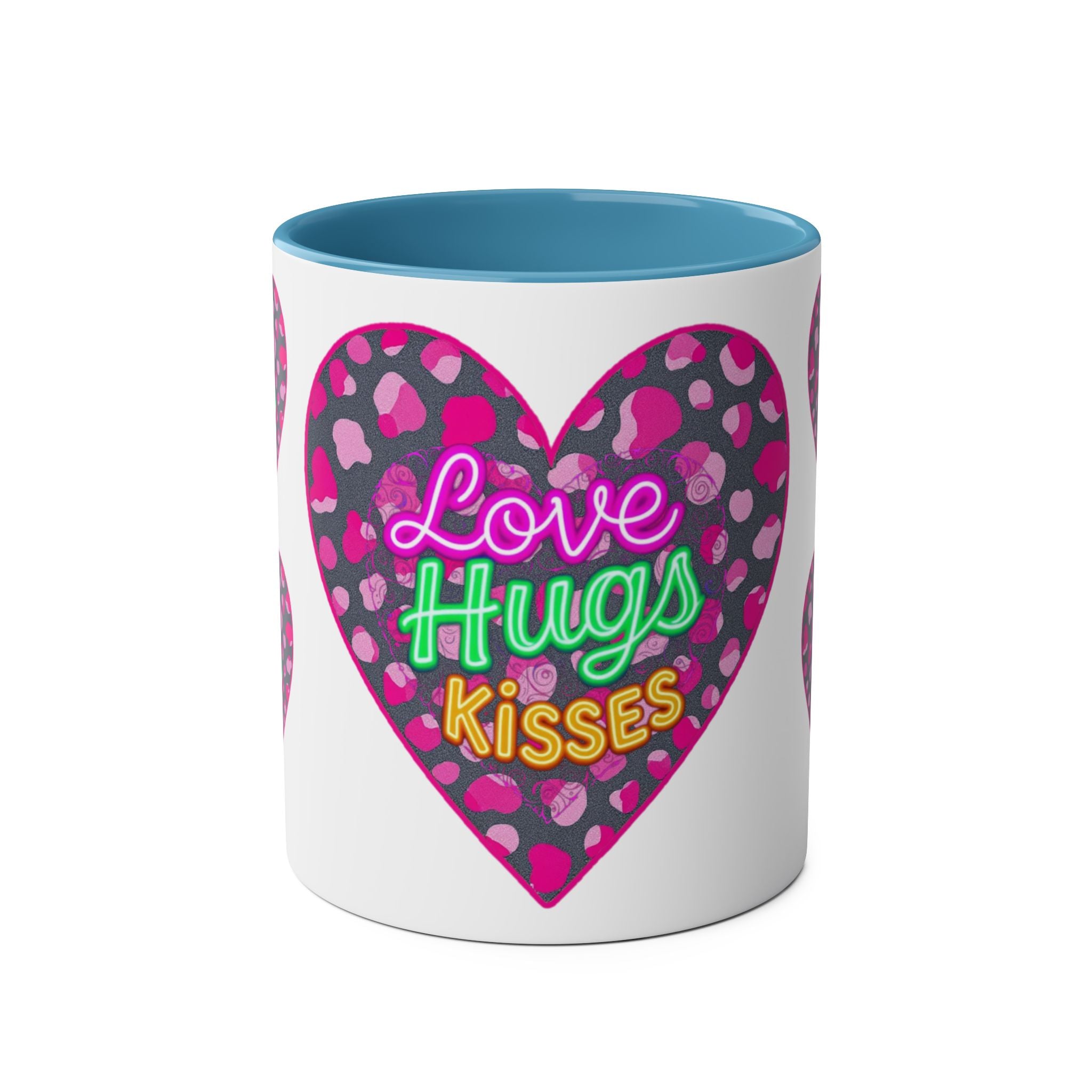 Colorful Love Mug: Perfect for Valentine's Day, Cute Gift, Coffee Break, Home Decor, Heart Design, Love Hugs Kisses