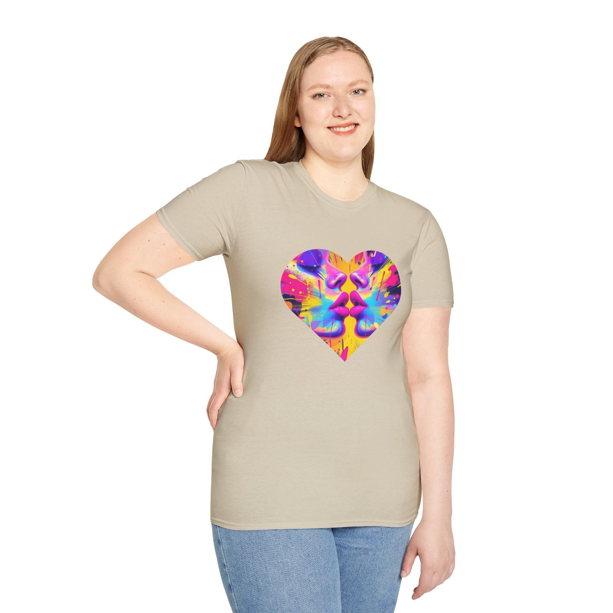 Vibrant Heart Art T-Shirt, Colorful Unisex Tee for Couples, Gift for Valentine's Day, Artistic Love Shirt, Casual Everyday Wear