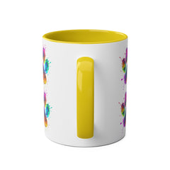 Colorful Paw Print Coffee Mug, Pet Lover Gift, Two-Tone Mug, Fun Dog Accessories, Vibrant Pet Themed Drinkware