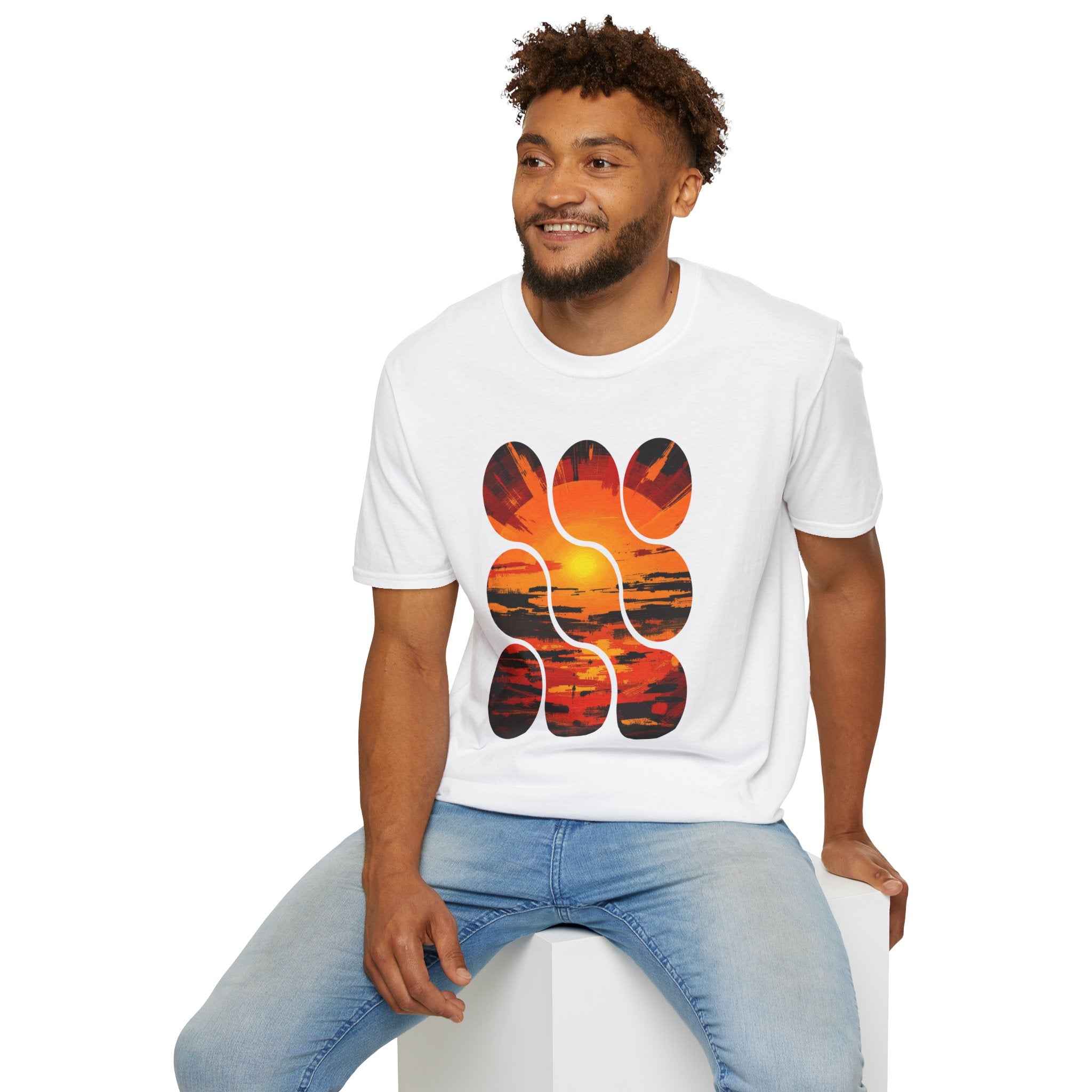 Sunset Inspired Unisex T-Shirt, Colorful Graphic Tee, Retro Summer Apparel, Gift for Friends, Casual Weekend Wear
