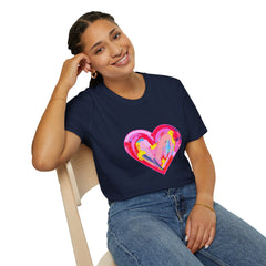 Heart Beat Unisex T-Shirt, Colorful Love Tee, Casual Graphic Tee, Gift for Friends, Valentine's Day Shirt