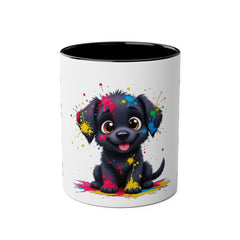 Colorful Puppy Two-Tone Coffee Mug | Cute Dog Lover Gift | Pet-Themed Kitchenware | Birthday Mug | Vibrant Print