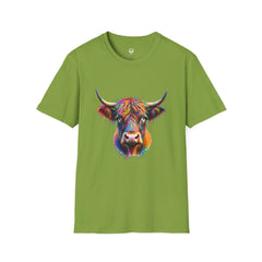 Highland Cow Graphic T-Shirt, Fun Farm Animal Tee, Cute Gift for Cow Lovers, Unisex Softstyle Shirt for Casual Wear