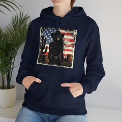 Western Cowboy Hoodie - Unisex Heavy Blend Sweatshirt, American Flag Design, Fashion Statement, Gift for Him, Cozy Apparel