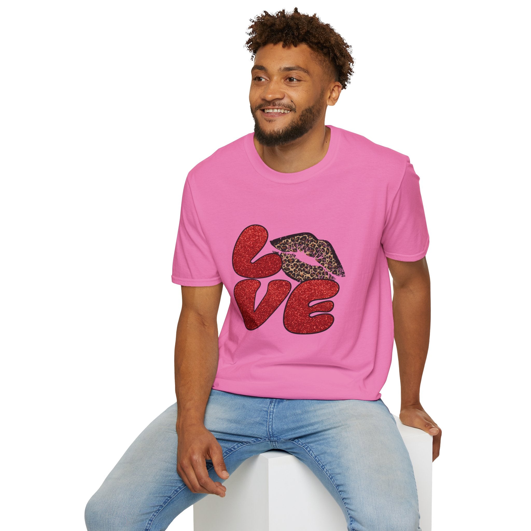 Leopard Love Graphic T-Shirt, Cute Valentine's Day Shirt, Casual Love Tee, Unisex Softstyle Top, Trendy Gift for Her